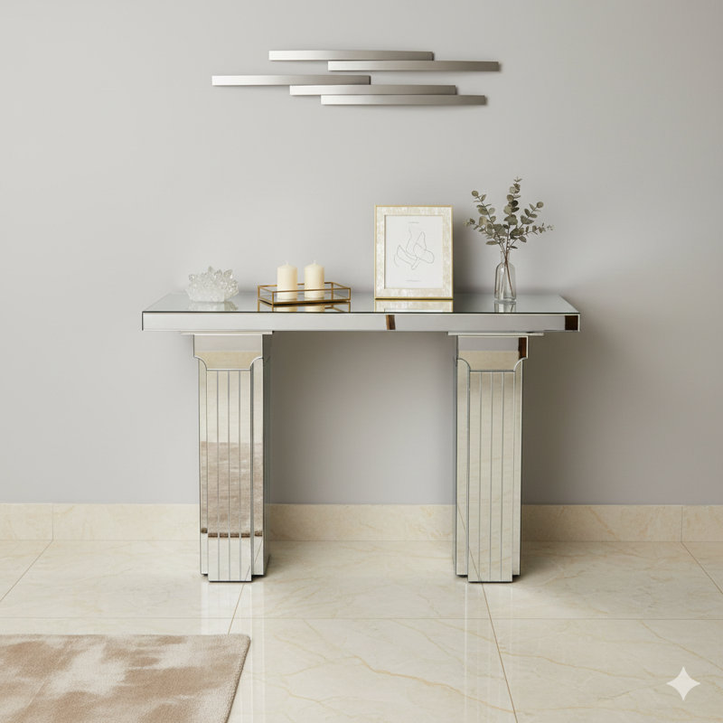 Console à miroir, bureau à miroir large pour l'entrée, table rectangulaire moderne pour l'entrée du salon