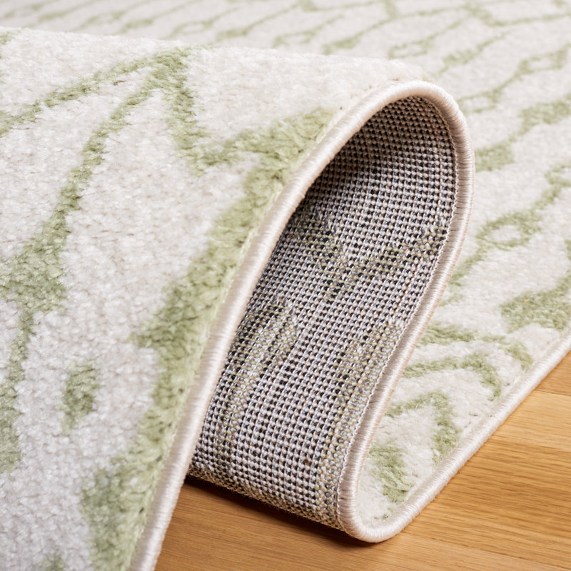 Lorenco Southwestern Machine Made Power Loom Polypropylene Area Rug in Ivory/Sage, Rectangle 8' x 10'
