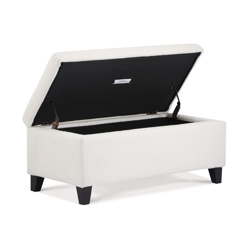 Repose-pieds avec rangement et couvercle rabattable, Blanc