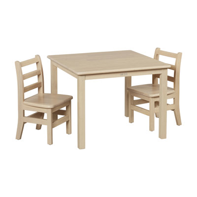 ECR4Kids 30in Square Hardwood Table and 12in Chairs, Kids Furniture, 3-Piece