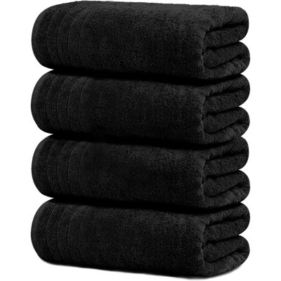 Paquet de 4 serviettes de bain 100% coton, plus léger, plus rapide à sécher, super doux et absorbant, parfait pour la salle de bain