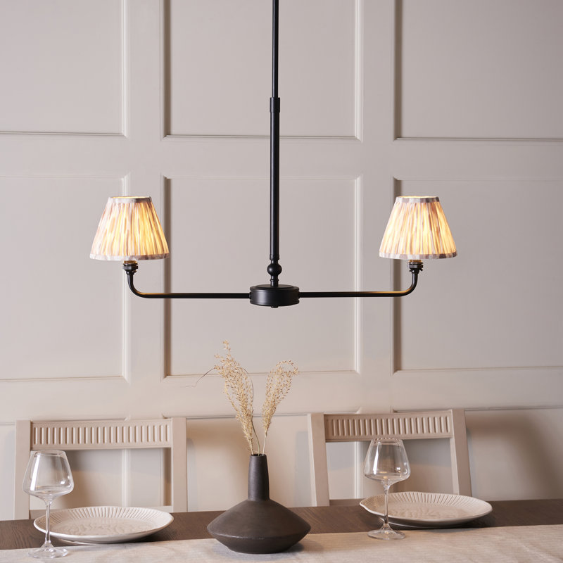 Lila 2 Light Linear Pendant with 16cm shade, 75cm H x 75cm W x 16cm D, Beige, Matte Black