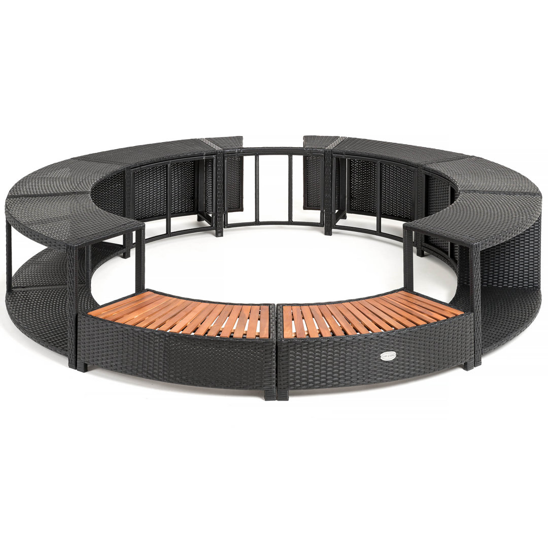 Round Rattan Hot Tub Surround 180cm Black