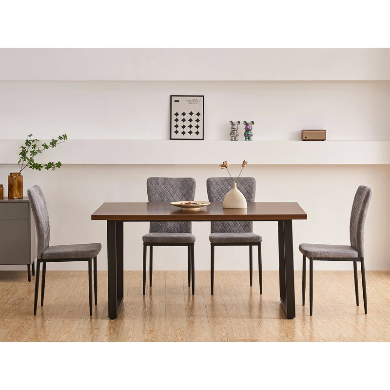 Lelani Vintage Suede Upholstered Dining Chair, Grey, 4