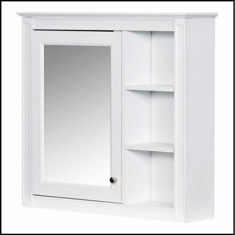 Modern Wall-Mounted Bathroom Cabinet with Mirror and 3 Open Shelves, Durable and Space-Efficient Storage Solution