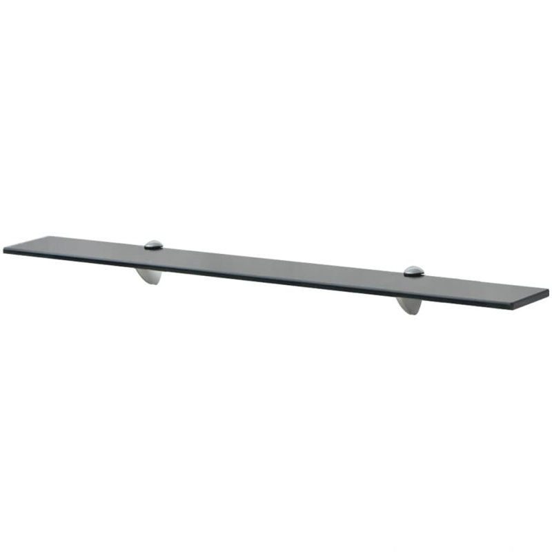 Wall Shelf Floating Display Shelf with Clip Brackets Tempered Glass, 0.3" H x 7.9" W x 31.5" L, Black