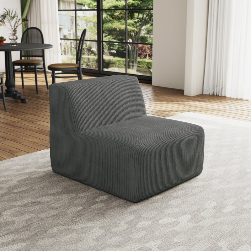 Berlare 87.9Cm Wide Armless Chair, Grey