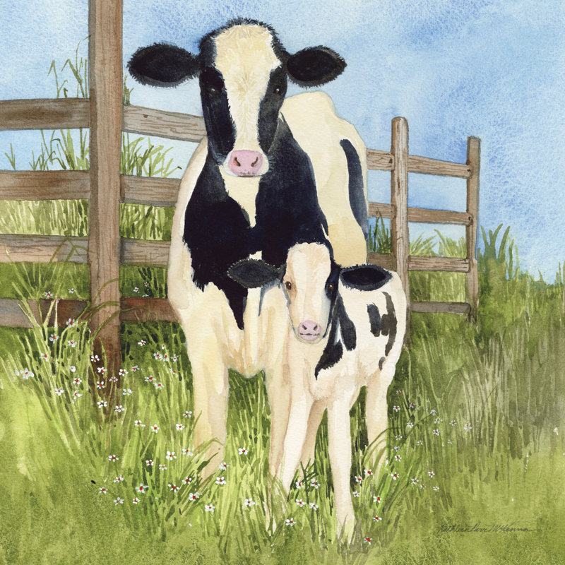 «Farm Family Cows» par Kathleen Parr McKenna, reproduction d'art sur toile tendue, H 36 po x l 36 po