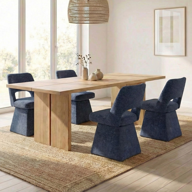 Upholstered Swivel Dining Chair, Blue