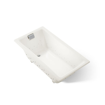 Tea-for-Two 60" x 32" Drop In Whirlpool Porcelain Enameled Cast Iron Bathtub with Heater