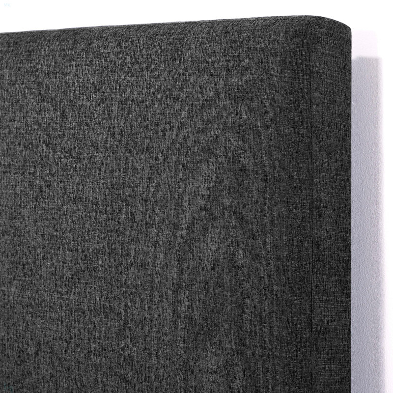 Très grand lit plateforme tapissier gris anthracite, Très grand
