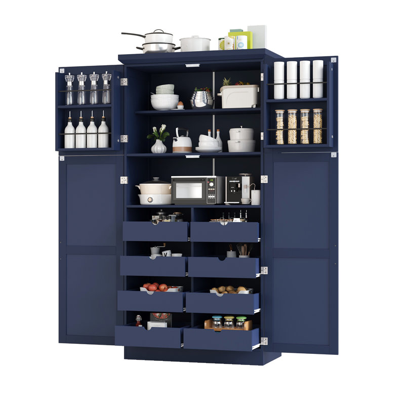 [Vidéo d'assemblage fournie] Armoire de cuisine autoportante 35,5 po x 17,6 po x 70,9 po TopMAX, Bleu