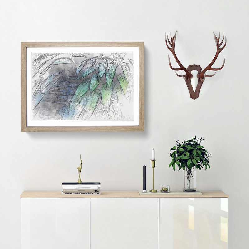 Parrot Feathers in Abstract - Picture Frame Graphic Art Print, Oak Framed, 27cm H x 36cm W x 2cm D