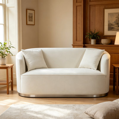 Beige Chenille Loveseat Sofa