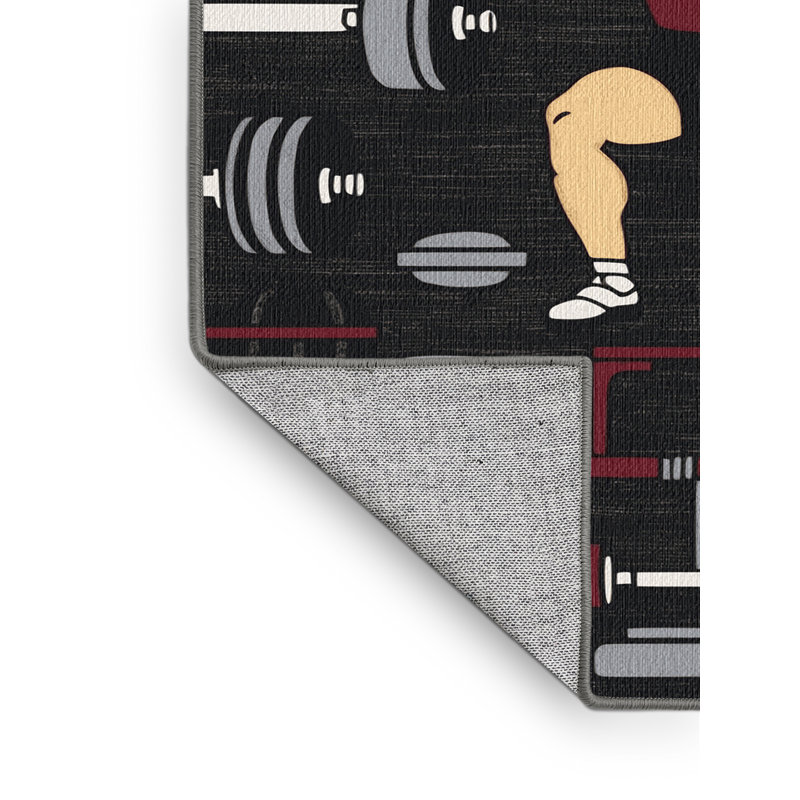 Washable Powerlifting Sports Area Rug, Square 8' x 8'