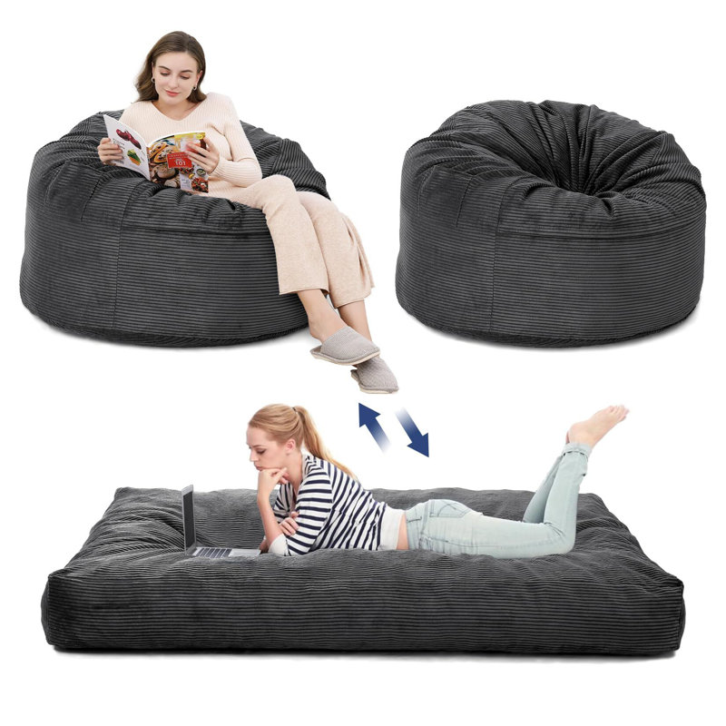 Fauteuil à billes, fauteuil à billes convertible, Gris foncé