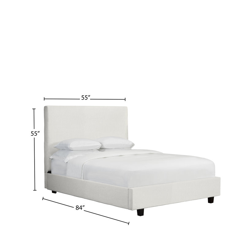 Lit plateforme en tissu d’ameublement, Blanc, Double