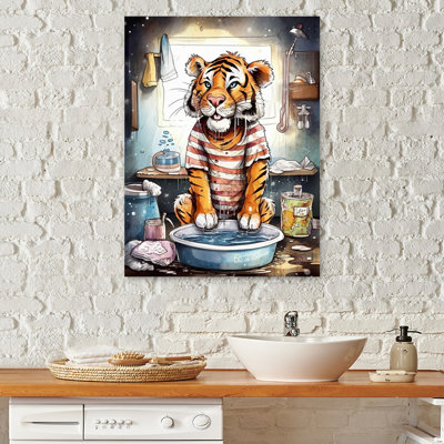 Tigre brun dans la salle de lavage