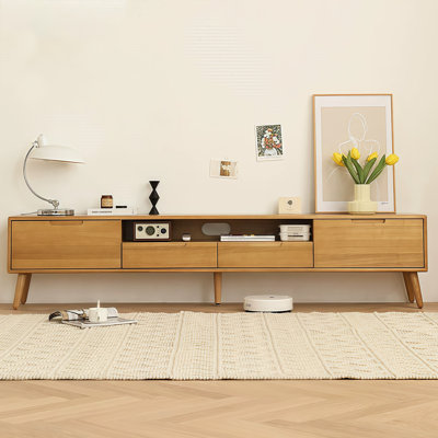 86.61" Burlywood Solid Wood TV Stands