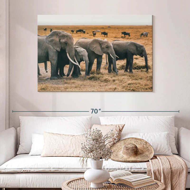 Troupeau d'éléphants Bramos Amboseli, H 32 po x l 48 po