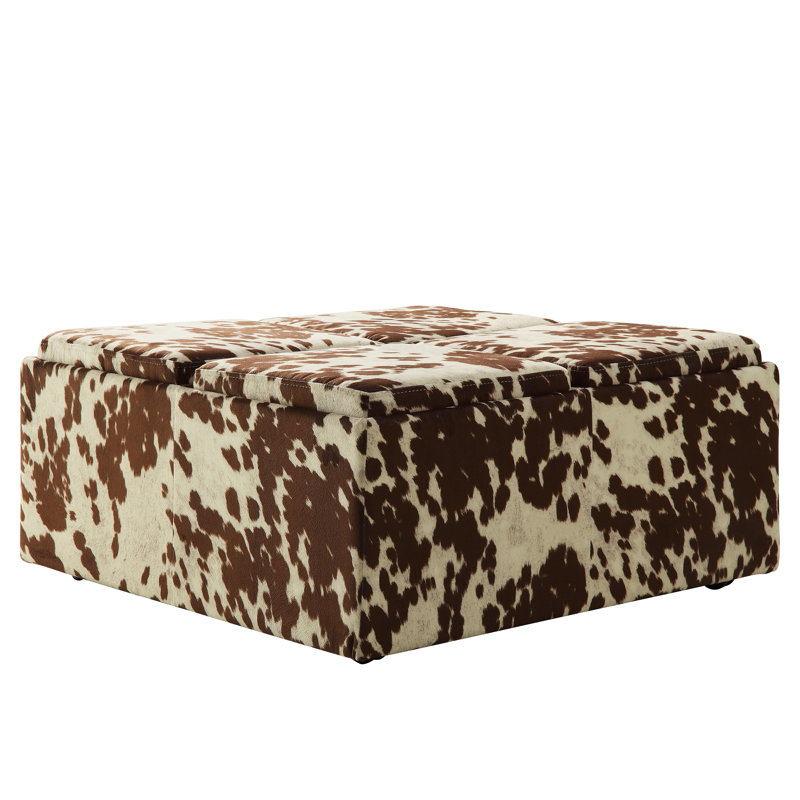 Abasi Upholstered Ottoman, Brown/Beige Polyester