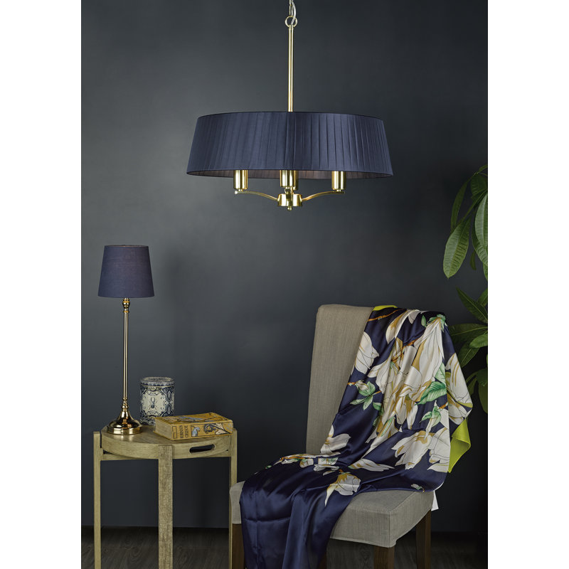 Berkshire 4 - Light Drum Chandelier, Satin Brass, Blue