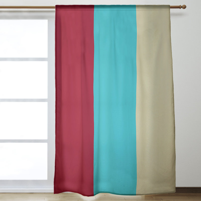 New York Big Sateen Room Darkening Curtain Single Panel, 53" W x 87" L, Sedona Red/Teal/Sonoran Sand