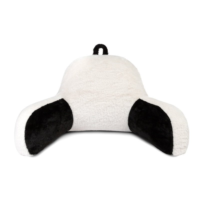  Coussin de dossier en fausse fourrure, Noir/crème