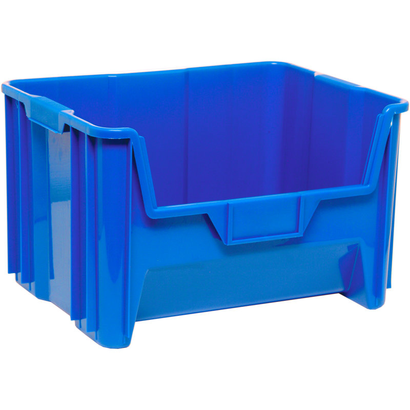 Container, stacking, 15-1/4" x 19-7/8" x 12-7/16", injection polypropylene, six 1/4" drill hole pattern on bottom allows for easy hole insertion for drainage and air circulation, case of 3