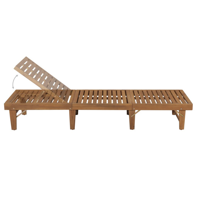 80" Long Acacia Single chaise with Cushions, Gray