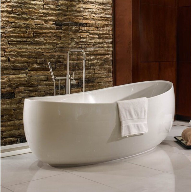 Picasso 66'' L Soaking Bathtub, Glossy White, White