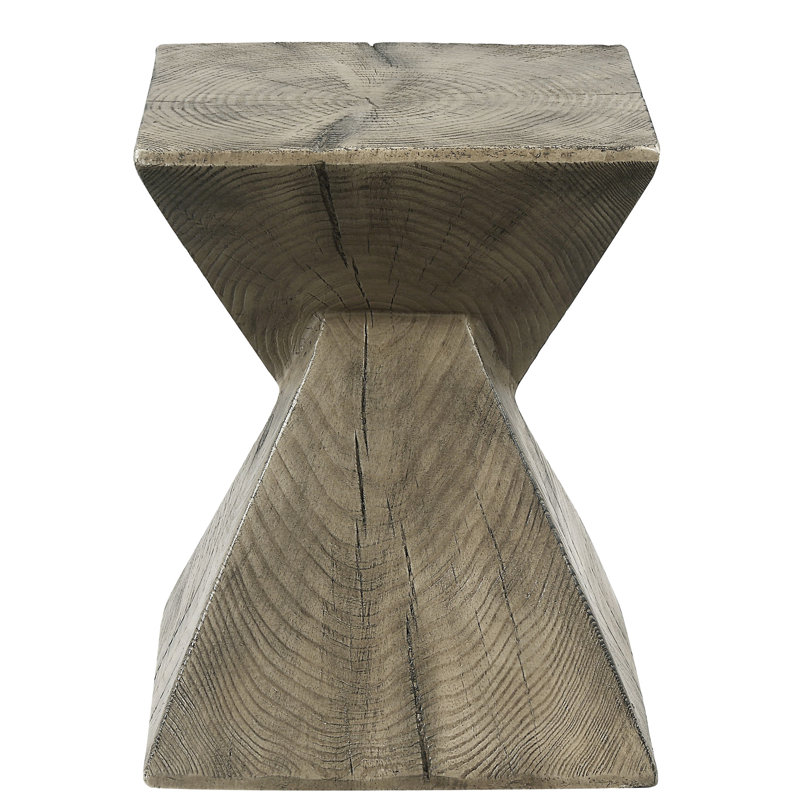 Table d'appoint en fibre de béton ciment avec finition en chêne vieilli et élément de style naturel, dimensions de 13 x 13 x 17 pouces, poids de 20 lb, capacité de poids de 40, aucune esthétique d'assemblage nécessaire, limite de charge,