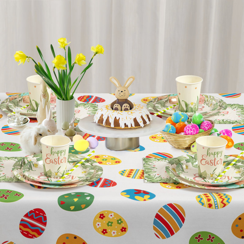 Ensemble de 125 fournitures de fête pour Pâques pour 25 invités, ensemble de vaisselle jetable