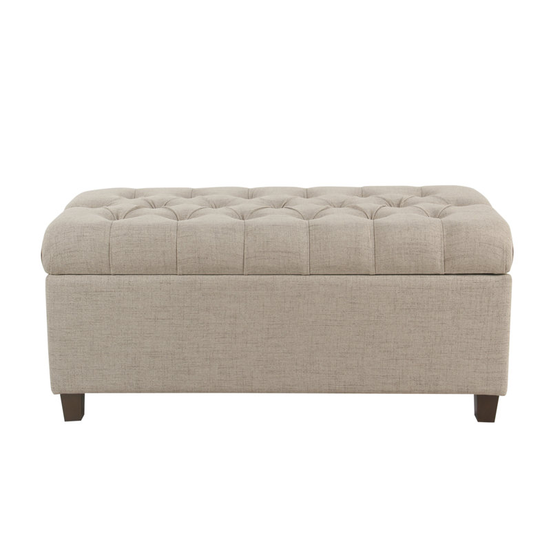 Banc de rangement rembourré Allessandra, Brun clair
