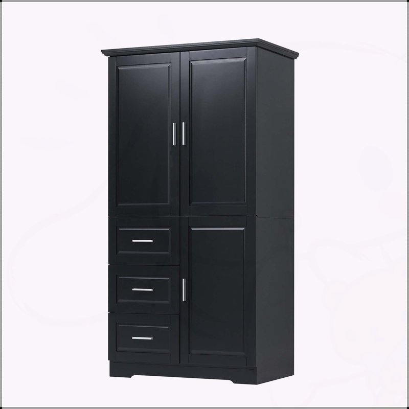 Versatile Storage Cabinet with Multiple Compartments for Various Spaces, Black