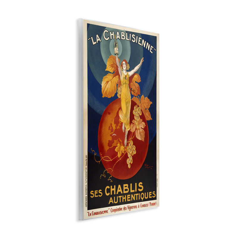 Publicité murale rétro sur champagne, design par Marcus Jules, H 19 po x l 13 po