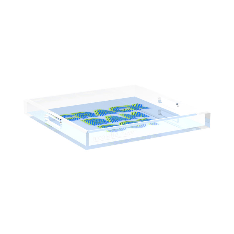 Abstract Decorative Tray, 2" H x 15" W x 15" D, Blue Scelery