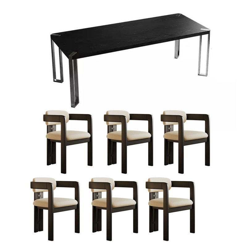 Ensembles de table de salle à manger en bois massif avec conception stable., H 29,53 po x L 62,99 po x l 31,5 po