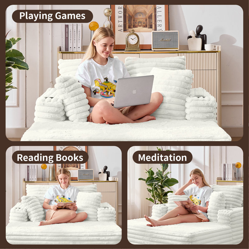 Upholstered Chaise Lounge, White