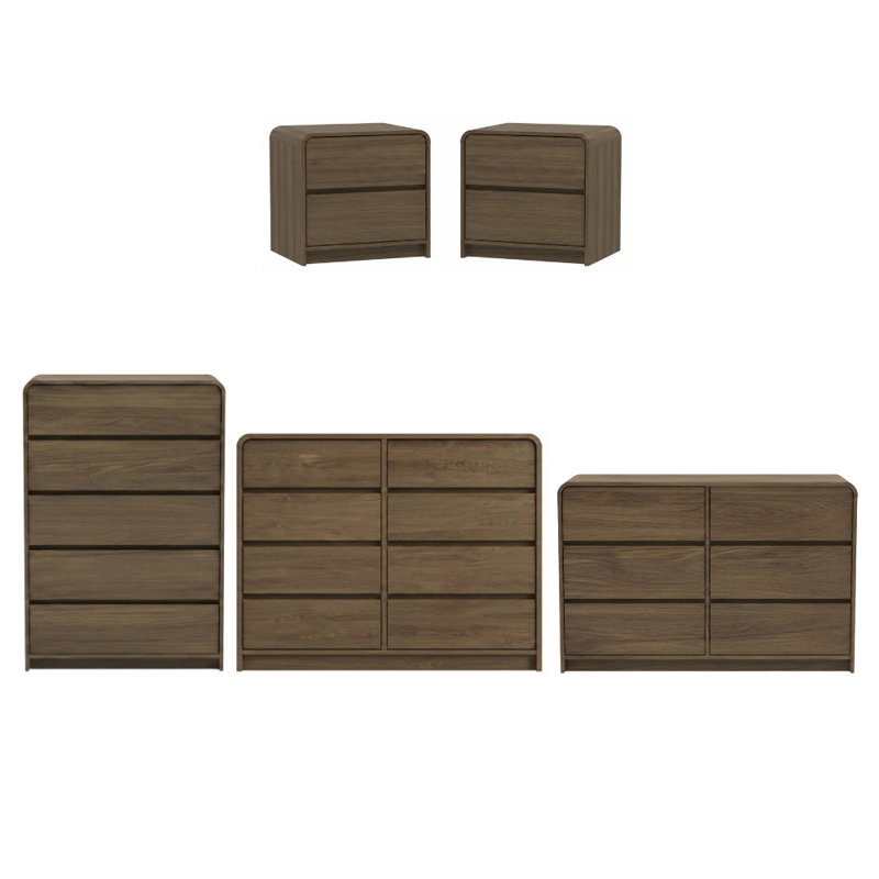 Rishel Modern Bedroom Set, 3 Pcs: Dresser 6, 2 Nightstands