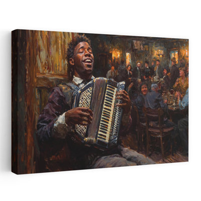 Reproduction d'art mural jouant un accordéon dans une taverne