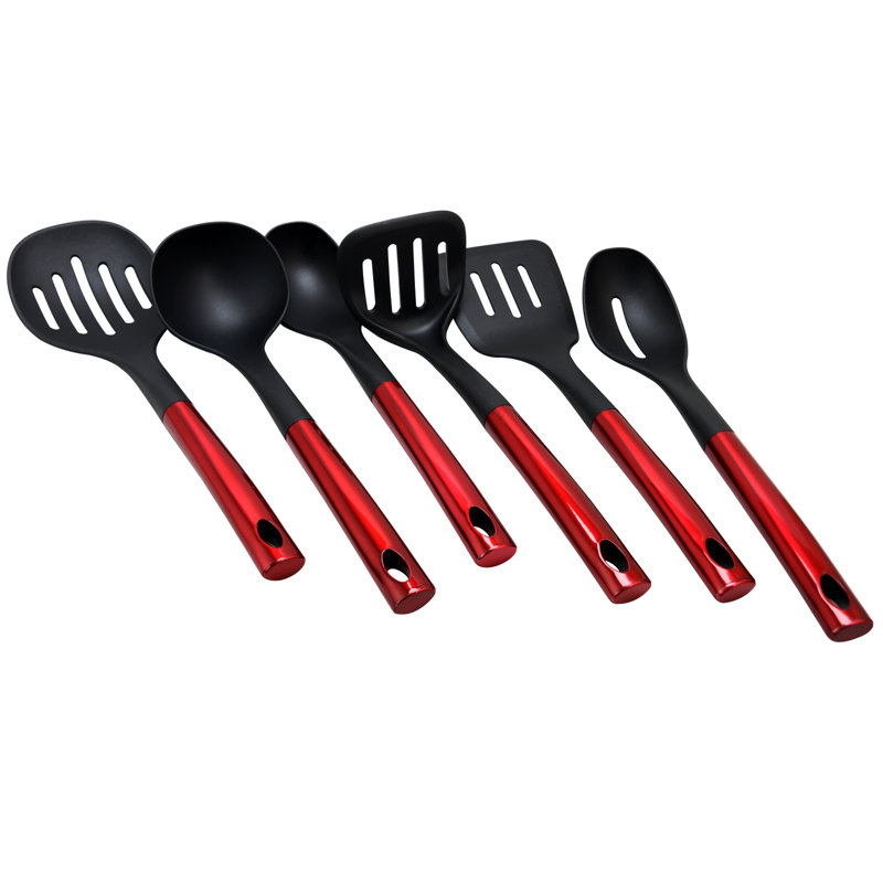 Ensemble d’ustensiles de cuisine 6 pièces gibson, Noir / Rouge