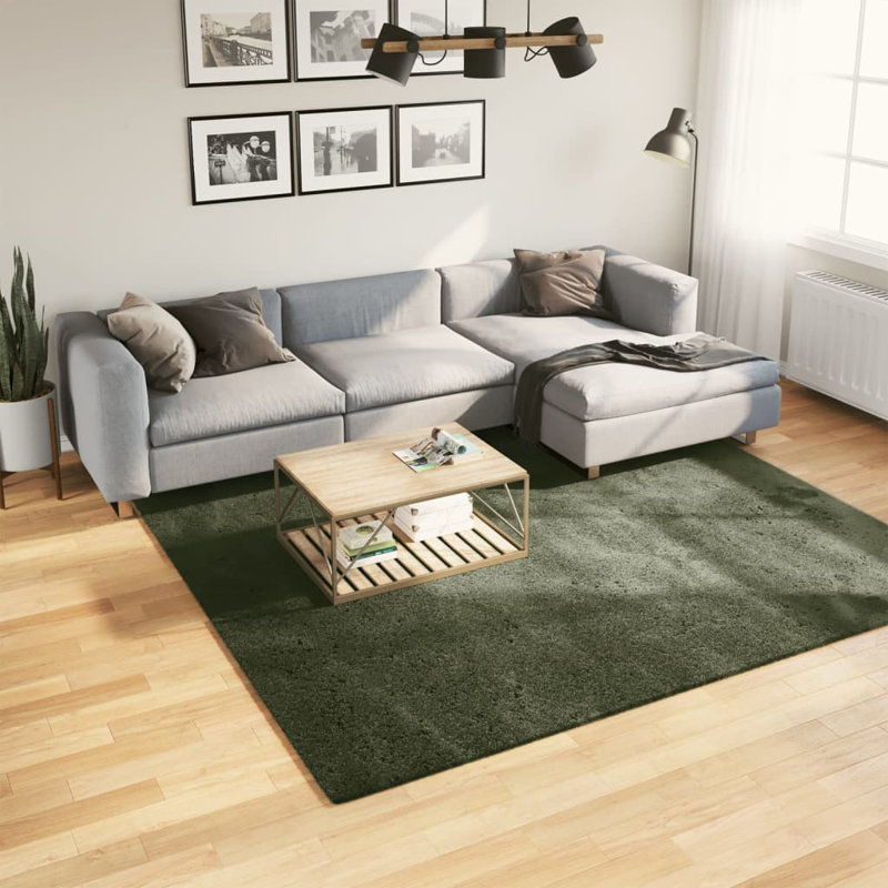 Rug "HUARTE" Short Pile Soft and Washable Forest Green, Square 240cm