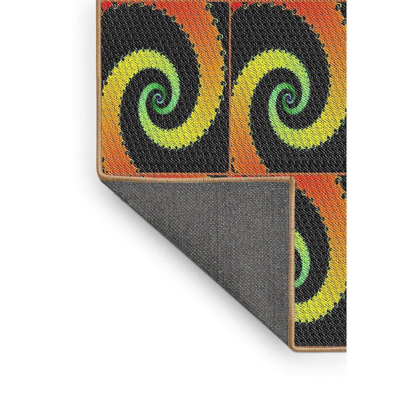 Tapis décoratif orange abstraite, Rectangle 8 pi x 12 pi
