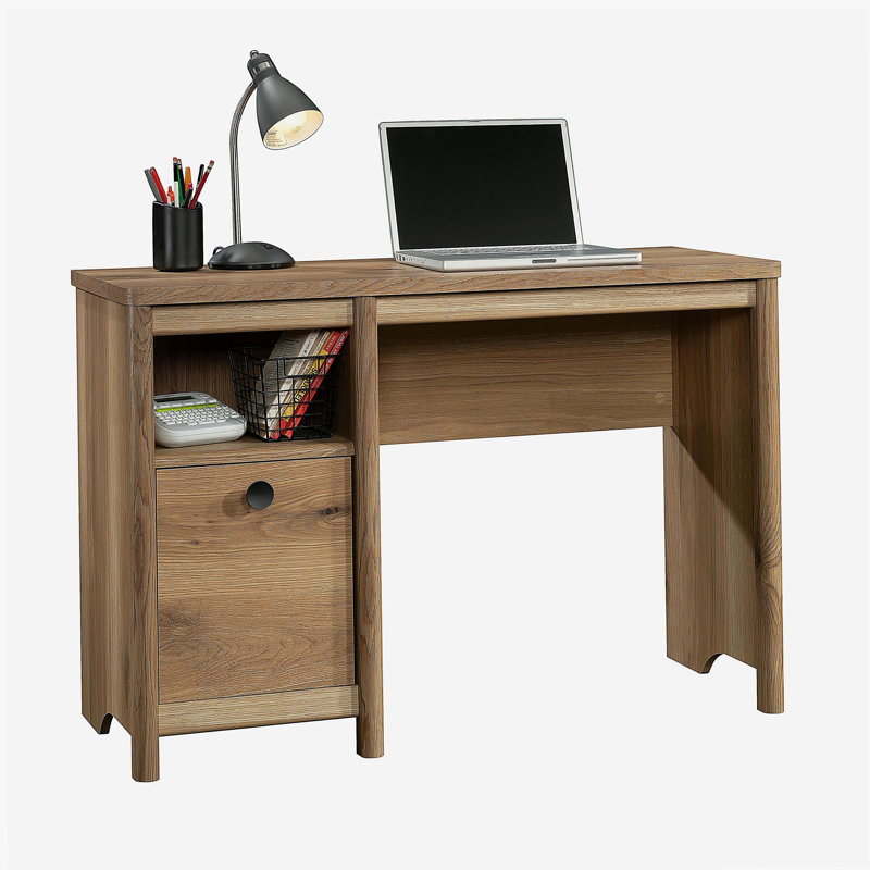 Bureau rétro avec design minimaliste, finition brune