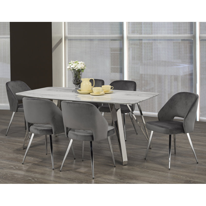 Ensemble repas pour 6 personnes Abixah, gris