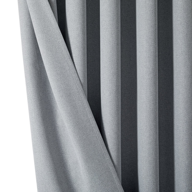 Linen 100% Blackout Eyelet Curtain Single Panel, Grey