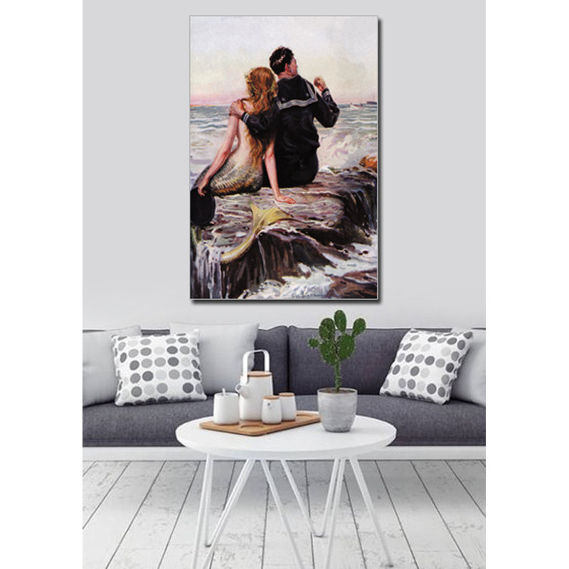 Marin et sirène, reproduction d’art, H 66 po x l 44 po x P 1,5 po