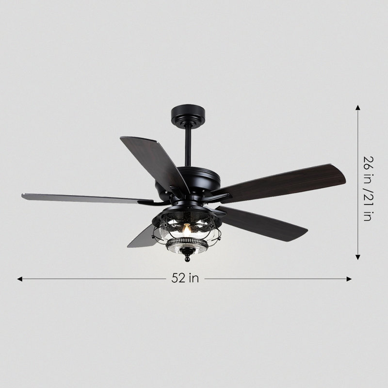 Ventilateur de plafond noir imperméable 52 "avec lumières et télécommande