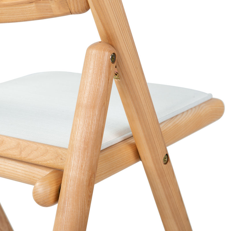 Shaylie Upholstered Seat Folding Dining Chair, Natural/White